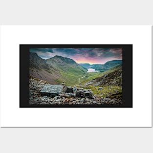 Stone Hut with Valley View in Mountains Posters and Art